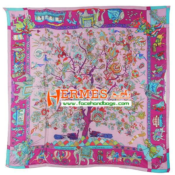 Hermes Hand-Rolled Cashmere Square Scarf Light Purple HECASS 130 x 130 - Click Image to Close